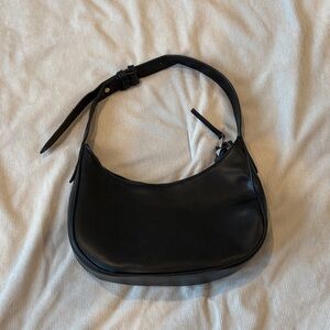 Black Vegan Leather Shoulder Bag